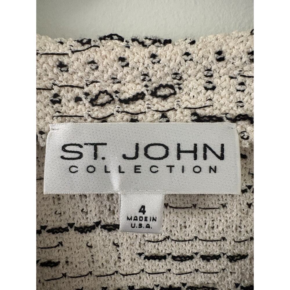 St. John Collection Size 4 Black White Tweed Knit Blazer Jacket Boucle - Picture 6 of 12